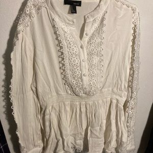 Retro Peasant Blouse with Lace and accents
